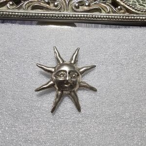 Taxco Silver Sun Face Brooch
